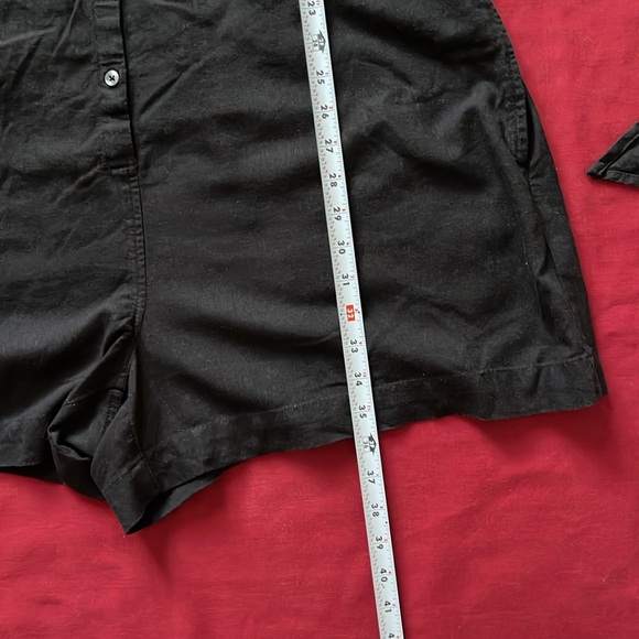 Free Assembly Sz XXL Black Button up; Tie and Elastic Waist Long Sleeve Romper - Picture 15 of 16